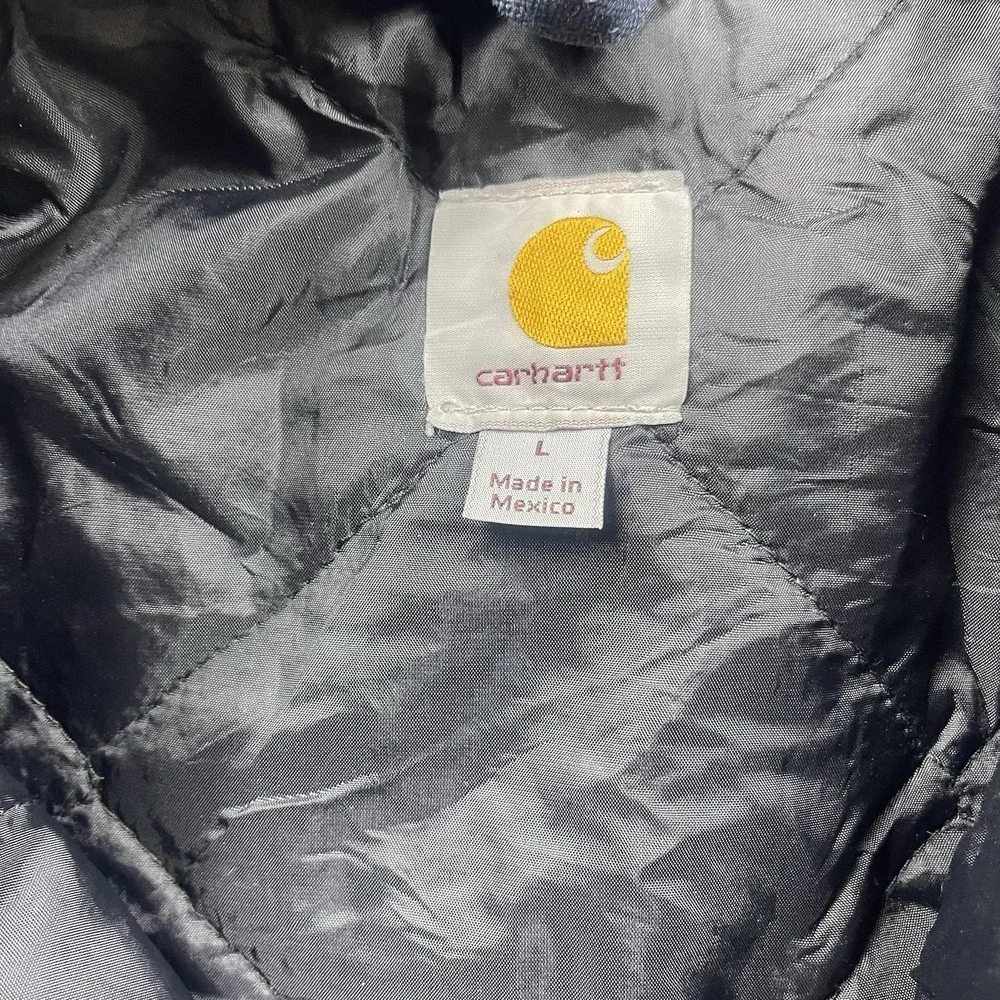 Carhartt Quilted Lined Jacket Mens Large Blue Work Canvas‎ Barn Coat C003 DNY